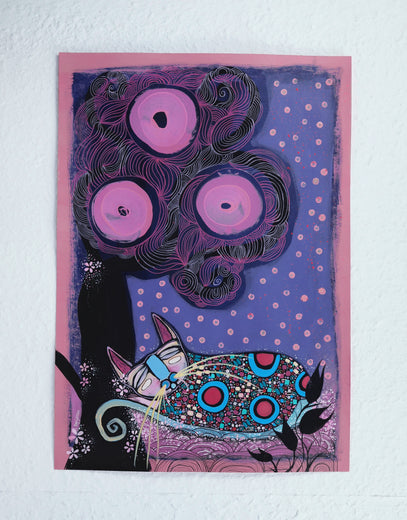 Catnap Under the Cherry Tree by Sara Rodighiero |  Context View of Artwork 