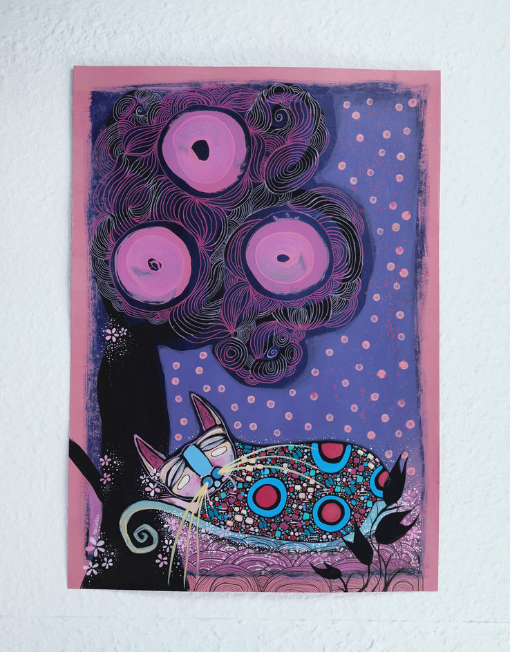 Catnap Under the Cherry Tree by Sara Rodighiero |  Context View of Artwork 