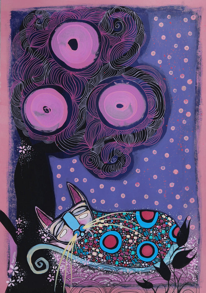 Catnap Under the Cherry Tree by Sara Rodighiero |  Artwork Main Image 