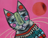 Original art for sale at UGallery.com | Cozy Fall Cat by Sara Rodighiero | $450 | acrylic painting | 8.3' h x 5.8' w | thumbnail 4