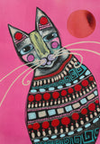 Original art for sale at UGallery.com | Cozy Fall Cat by Sara Rodighiero | $450 | acrylic painting | 8.3' h x 5.8' w | thumbnail 1