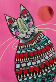 acrylic painting by Sara Rodighiero titled Cozy Fall Cat