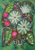 Original art for sale at UGallery.com | Garden Adventures by Sara Rodighiero | $825 | mixed media artwork | 16.5' h x 11.7' w | thumbnail 1
