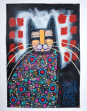 Original art for sale at UGallery.com | Gatto N.2 by Sara Rodighiero | $1,325 | mixed media artwork | 23.4' h x 16.5' w | thumbnail 3