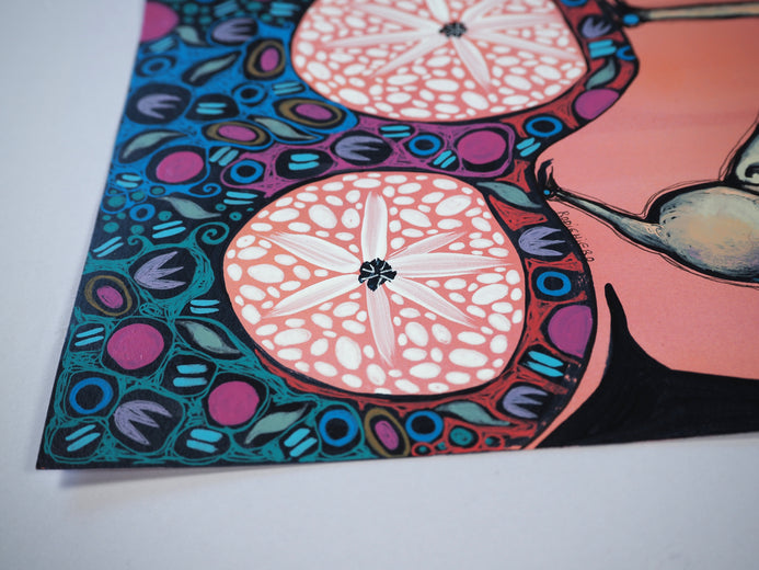 Happy Spring Cat by Sara Rodighiero |  Side View of Artwork 