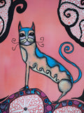 Original art for sale at UGallery.com | Happy Spring Cat by Sara Rodighiero | $675 | mixed media artwork | 11.7' h x 8.3' w | thumbnail 4