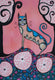 Original art for sale at UGallery.com | Happy Spring Cat by Sara Rodighiero | $675 | mixed media artwork | 11.7' h x 8.3' w | thumbnail 1