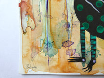 Original art for sale at UGallery.com | Kitty Between Poppies by Sara Rodighiero | $550 | mixed media artwork | 12.6' h x 9.5' w | thumbnail 2