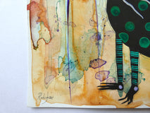 Original art for sale at UGallery.com | Kitty Between Poppies by Sara Rodighiero | $550 | mixed media artwork | 12.6' h x 9.5' w | thumbnail 2