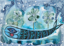 Original art for sale at UGallery.com | Lazy Sunday by Sara Rodighiero | $725 | mixed media artwork | 11.8' h x 15.8' w | thumbnail 1