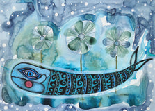 Original art for sale at UGallery.com | Lazy Sunday by Sara Rodighiero | $725 | mixed media artwork | 11.8' h x 15.8' w | thumbnail 1