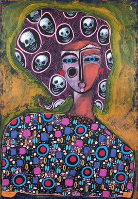 Original art for sale at UGallery.com | Pretty New Things Make Me Happy by Sara Rodighiero | $1,325 | mixed media artwork | 23.4' h x 16.5' w