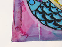 Original art for sale at UGallery.com | Purple Ocean Nights by Sara Rodighiero | $450 | mixed media artwork | 9.4' h x 6.7' w | thumbnail 2