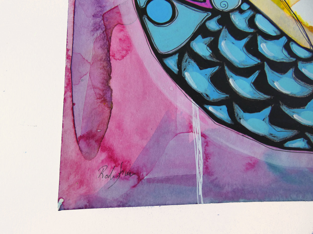 Purple Ocean Nights by Sara Rodighiero |  Side View of Artwork 