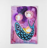 Original art for sale at UGallery.com | Purple Ocean Nights by Sara Rodighiero | $450 | mixed media artwork | 9.4' h x 6.7' w | thumbnail 3