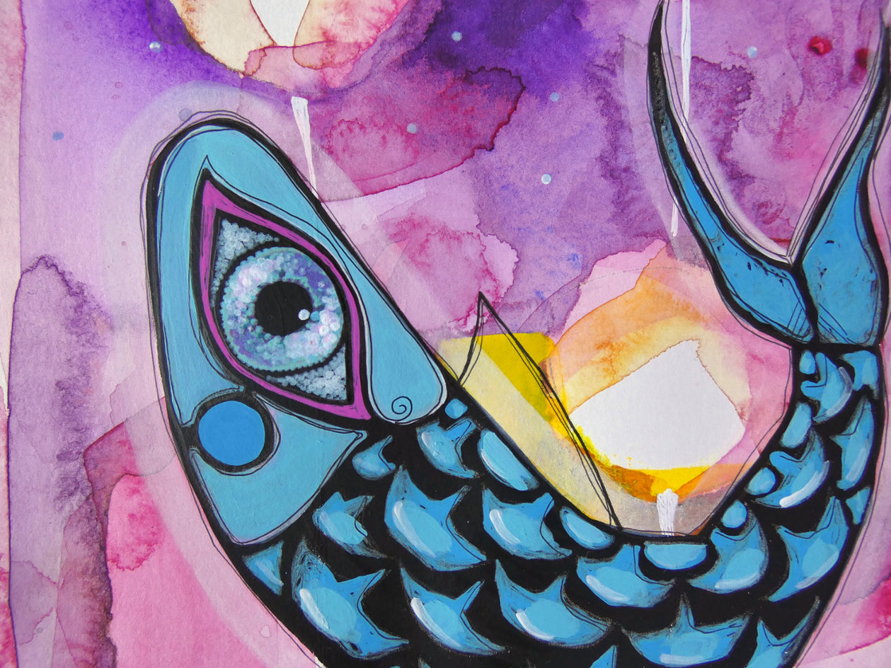 Purple Ocean Nights by Sara Rodighiero |  Closeup View of Artwork 