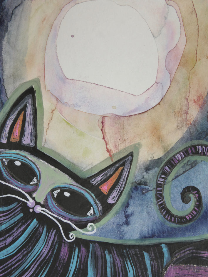 Strolling Under a Full Moon by Sara Rodighiero |  Closeup View of Artwork 