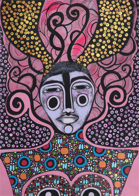 Original art for sale at UGallery.com | Thinking of You by Sara Rodighiero | $850 | mixed media artwork | 16.5' h x 11.7' w