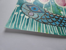 Original art for sale at UGallery.com | Underwater Garden by Sara Rodighiero | $550 | mixed media artwork | 12.6' h x 9.5' w | thumbnail 2