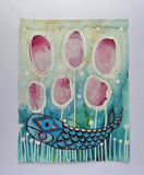 Original art for sale at UGallery.com | Underwater Garden by Sara Rodighiero | $550 | mixed media artwork | 12.6' h x 9.5' w | thumbnail 3