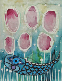 mixed media artwork by Sara Rodighiero titled Underwater Garden