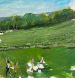 Original art for sale at UGallery.com | Painter in a Field by Sara Sisun | $575 | oil painting | 12' h x 12' w | thumbnail 1