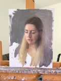 Original art for sale at UGallery.com | Portrait of Sophie by Sara Sisun | $975 | oil painting | 16' h x 12' w | thumbnail 3