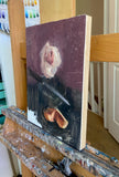 Original art for sale at UGallery.com | Wilting Rose, Peach, Knife by Sara Sisun | $875 | oil painting | 12' h x 9' w | thumbnail 2