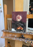 Original art for sale at UGallery.com | Wilting Rose, Peach, Knife by Sara Sisun | $875 | oil painting | 12' h x 9' w | thumbnail 3