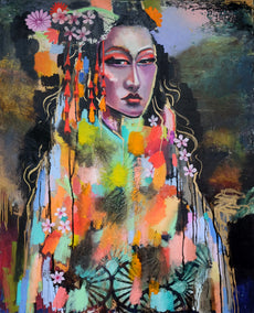 mixed media artwork by Scott Dykema titled A Decorated Geisha
