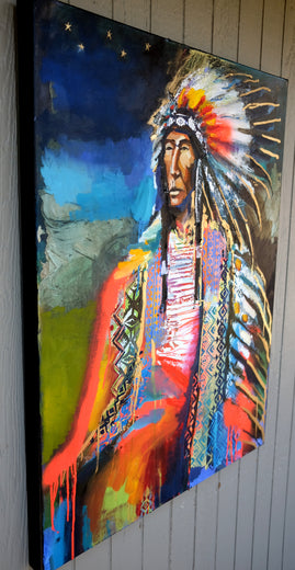 A Seated Chief by Scott Dykema |  Side View of Artwork 