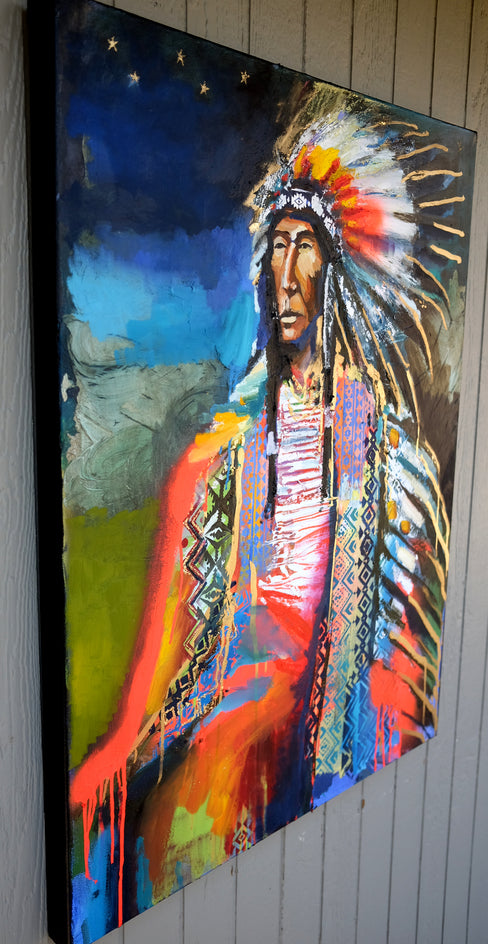 A Seated Chief by Scott Dykema |  Side View of Artwork 