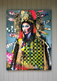 Original art for sale at UGallery.com | Headdress and Halo by Scott Dykema | $4,400 | mixed media artwork | 48' h x 36' w | thumbnail 2