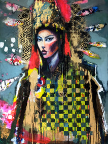 mixed media artwork by Scott Dykema titled Headdress and Halo