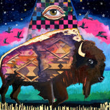 Original art for sale at UGallery.com | Moonlit Travel by Scott Dykema | $3,100 | mixed media artwork | 36' h x 36' w | thumbnail 1
