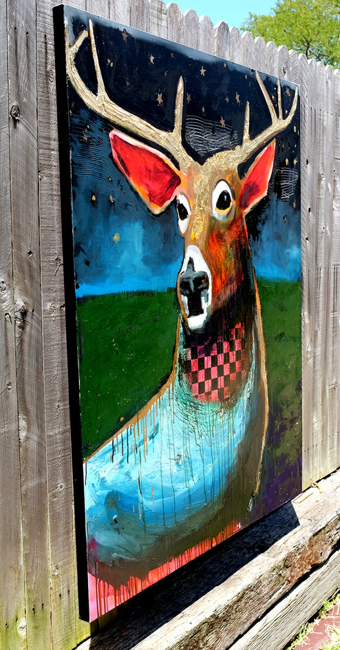 Night Deer by Scott Dykema |  Closeup View of Artwork 