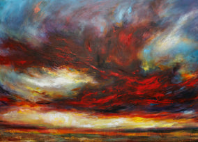 Original art for sale at UGallery.com | Crimson Shadows by Shadi Shokoohi | $11,100 | acrylic painting | 39.37' h x 59.06' w