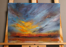 Original art for sale at UGallery.com | Golden Reverie by Shadi Shokoohi | $775 | acrylic painting | 12' h x 16' w | thumbnail 3