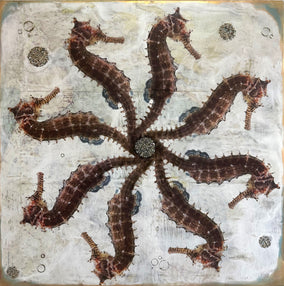 Original art for sale at UGallery.com | The Turning Sea by Shannon Amidon | $1,750 | encaustic artwork | 24' h x 24' w