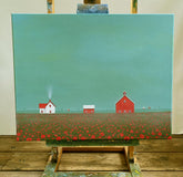 Original art for sale at UGallery.com | Overcast Sky over the Poppy Farm by Sharon France | $1,400 | acrylic painting | 16' h x 20' w | thumbnail 3