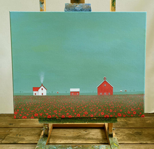Overcast Sky over the Poppy Farm by Sharon France |  Context View of Artwork 