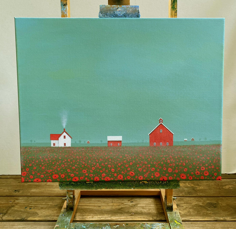 Overcast Sky over the Poppy Farm by Sharon France |  Context View of Artwork 