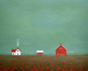 Original art for sale at UGallery.com | Overcast Sky over the Poppy Farm by Sharon France | $1,400 | acrylic painting | 16' h x 20' w