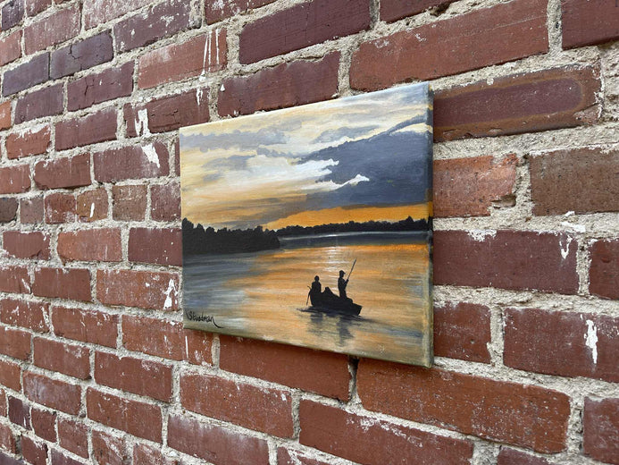 Fishing by Shela Goodman |  Side View of Artwork 