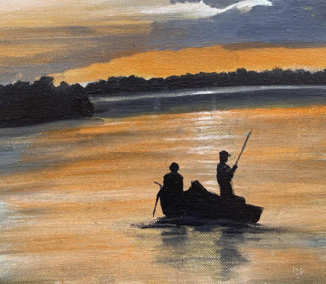 Fishing by Shela Goodman |  Closeup View of Artwork 