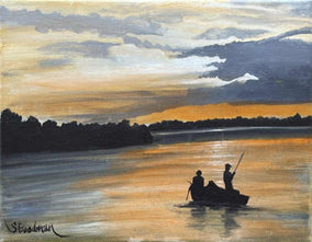 Original art for sale at UGallery.com | Fishing by Shela Goodman | $300 | oil painting | 11' h x 14' w