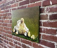 Original art for sale at UGallery.com | Hen & Chicks by Shela Goodman | $600 | oil painting | 16' h x 20' w | thumbnail 2