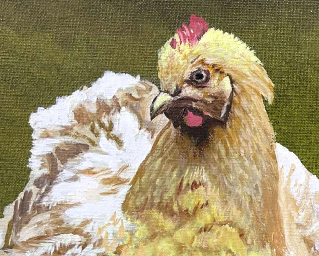 Hen & Chicks by Shela Goodman |   Closeup View of Artwork 
