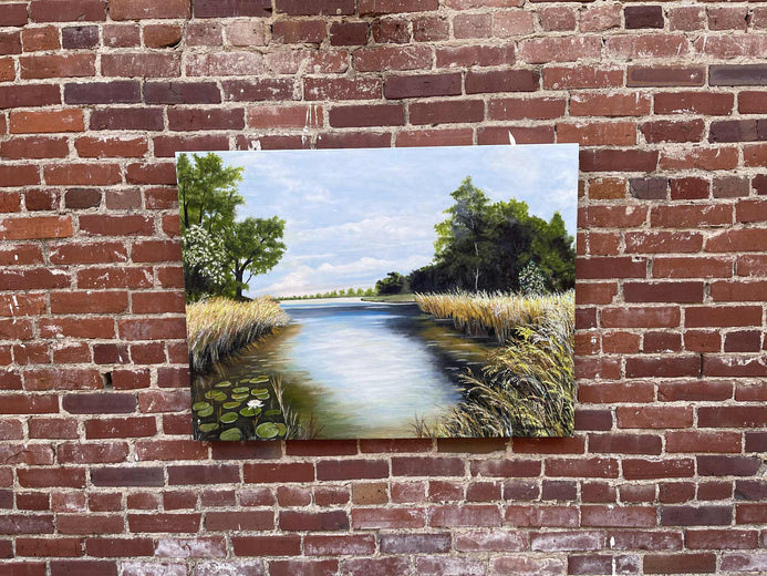 Lilypads on the River by Shela Goodman |  Context View of Artwork 