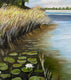 Original art for sale at UGallery.com | Lilypads on the River by Shela Goodman | $2,175 | oil painting | 30' h x 40' w | thumbnail 4